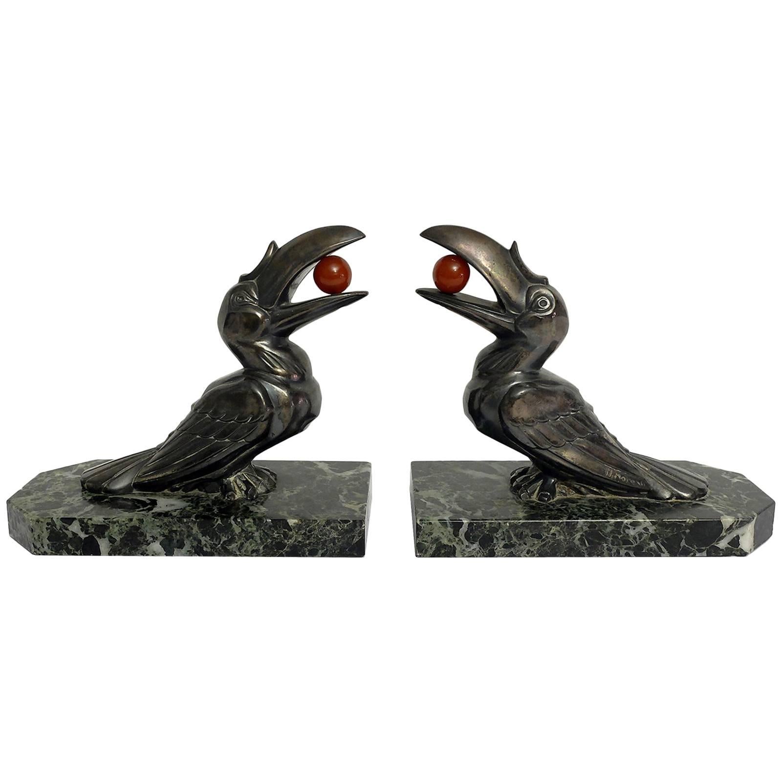 Beautiful Pair of French Art Deco Bookends by Hippolyte Francois Moreau