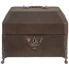 An English Silver Mounted Shagreen Box Antique An English Silver Mounted Shagreen Box