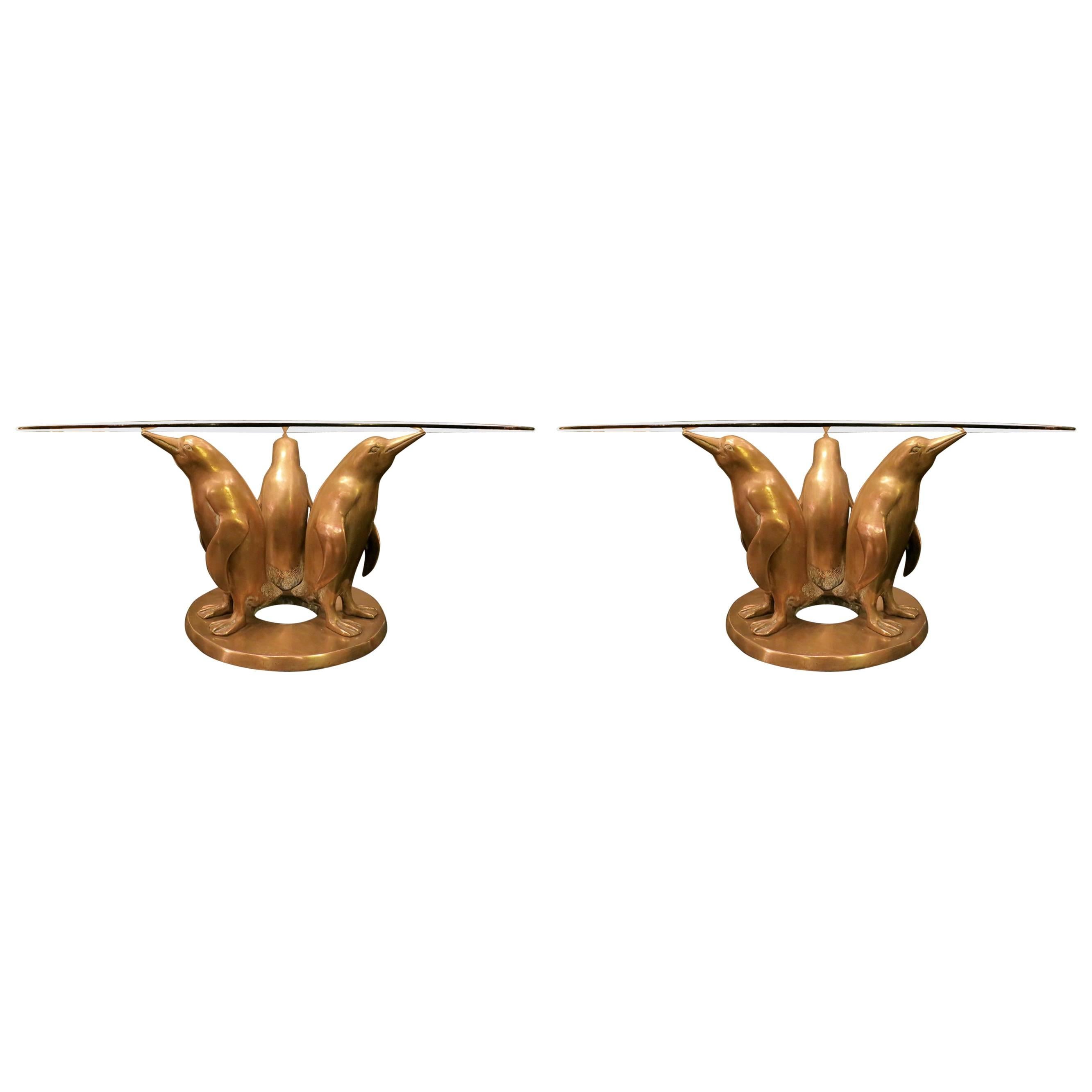 Pair of French Bronze Penguin Cocktail Tables