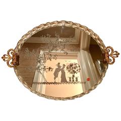Italian Venetian Murano Gold Gilt Large Oval Tray