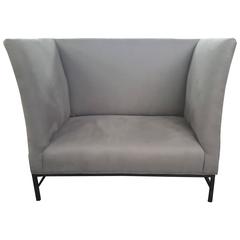 Grey Shelter Loveseat with Belgian Linen