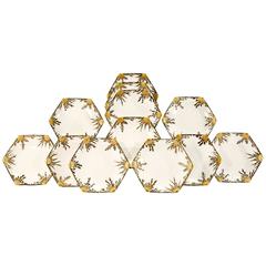 Set of 12 Aesthetic Movement 19th Century Bodley Hexagonal Shell/Seafood Plates