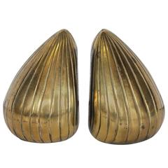 Mid-Century Brass Plated "Clam" Bookends by Ben Seibel