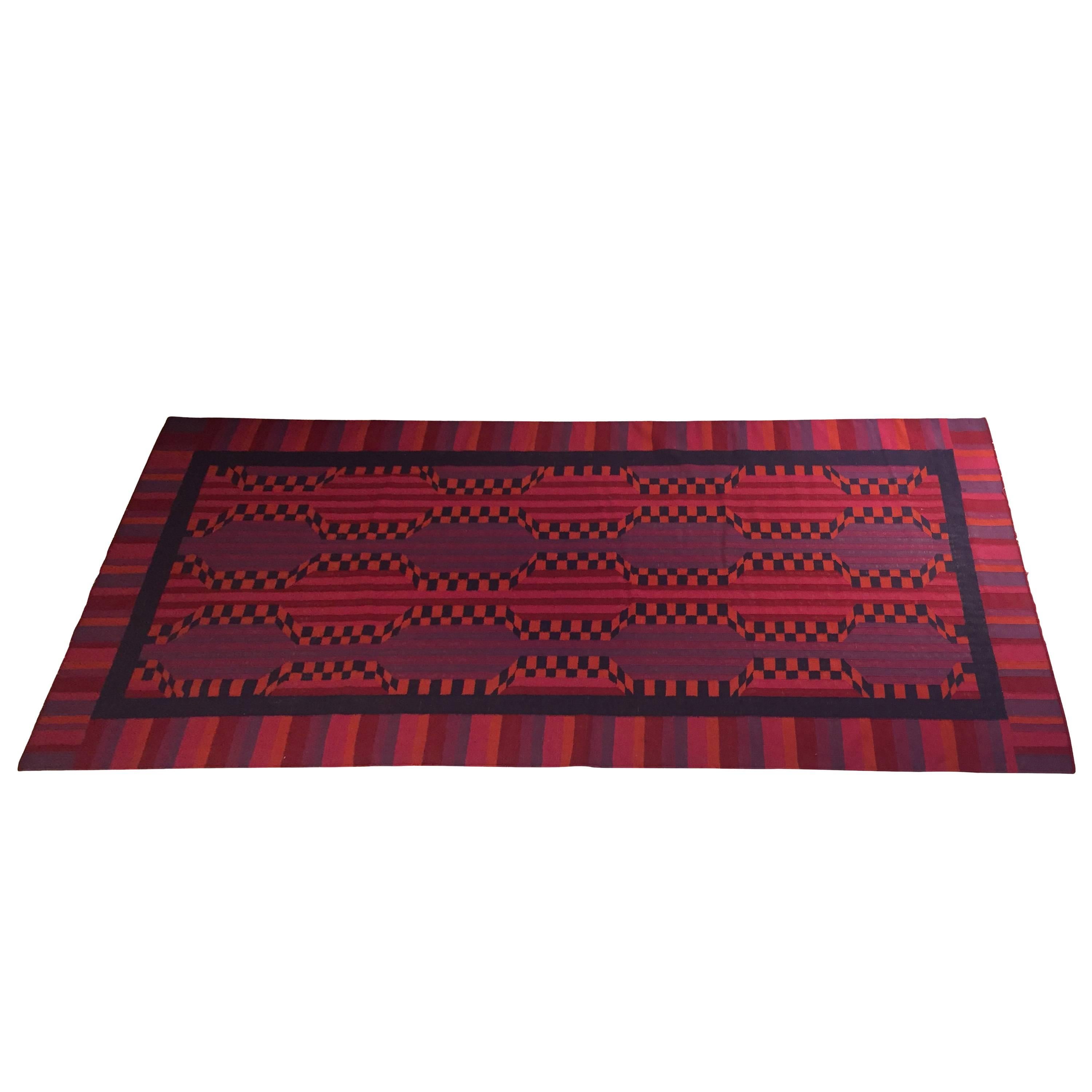 American Handwoven Wool Area Rug For Sale