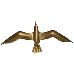 Vintage Large Brass Seagull Wall Light or Sculpture