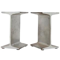 Stylish Mid-Century I-Beam Metal Bookends