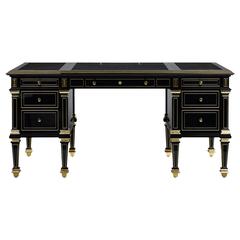 Piano Black and Gold Gilded Desk and Throne