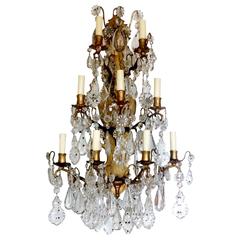 Antique French Bronze and Crystal Wall Sconce