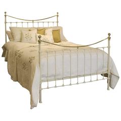 Antique Brass and Iron Bed in Cream, MK94