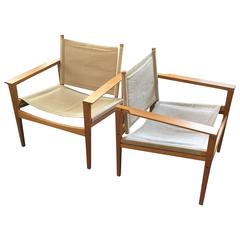 1960s Pair of Danish Safari Chairs