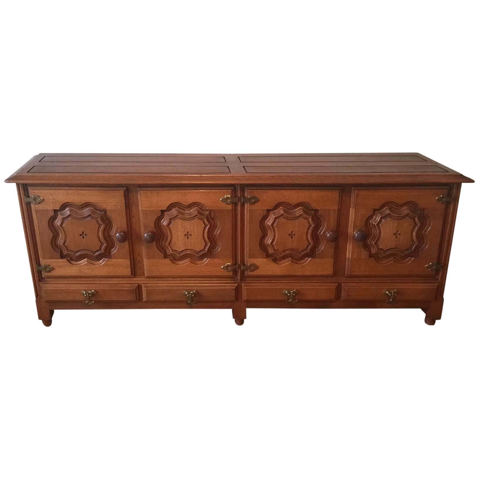 Guillerme et Chambron, Large Oak Sideboard, Edition Votre Maison, circa 1970