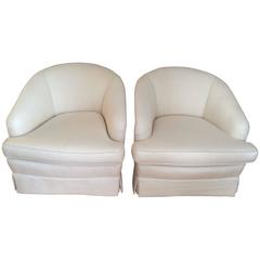 Pair of Linen Club Chairs