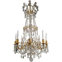 Louis XVI Style Gil Bronze and Crystal Chandelier