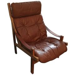Teak and Leather "Hunter" Easy Chair Designed by Torbjørn Afdal