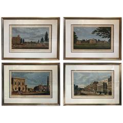 Set of Four Framed English Hand Colored Copper Engravings