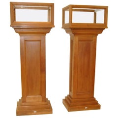 Pair of Solid Cherry Museum Display Pedestals