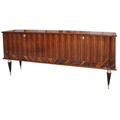 French Art Deco Sideboard / Buffet / Bar Exotic Macassar Ebony, circa 1940s.