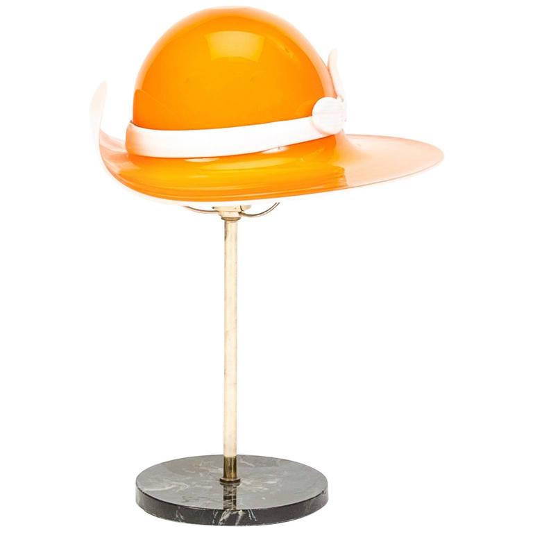 Mid-Century Orange Murano Glass Hat Lamp at 1stDibs | murano glass hats, hat  lamps