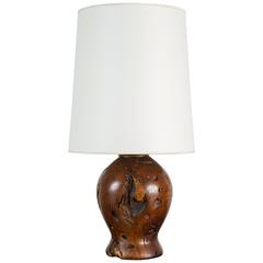 Small Vintage Burl Wood Lamp