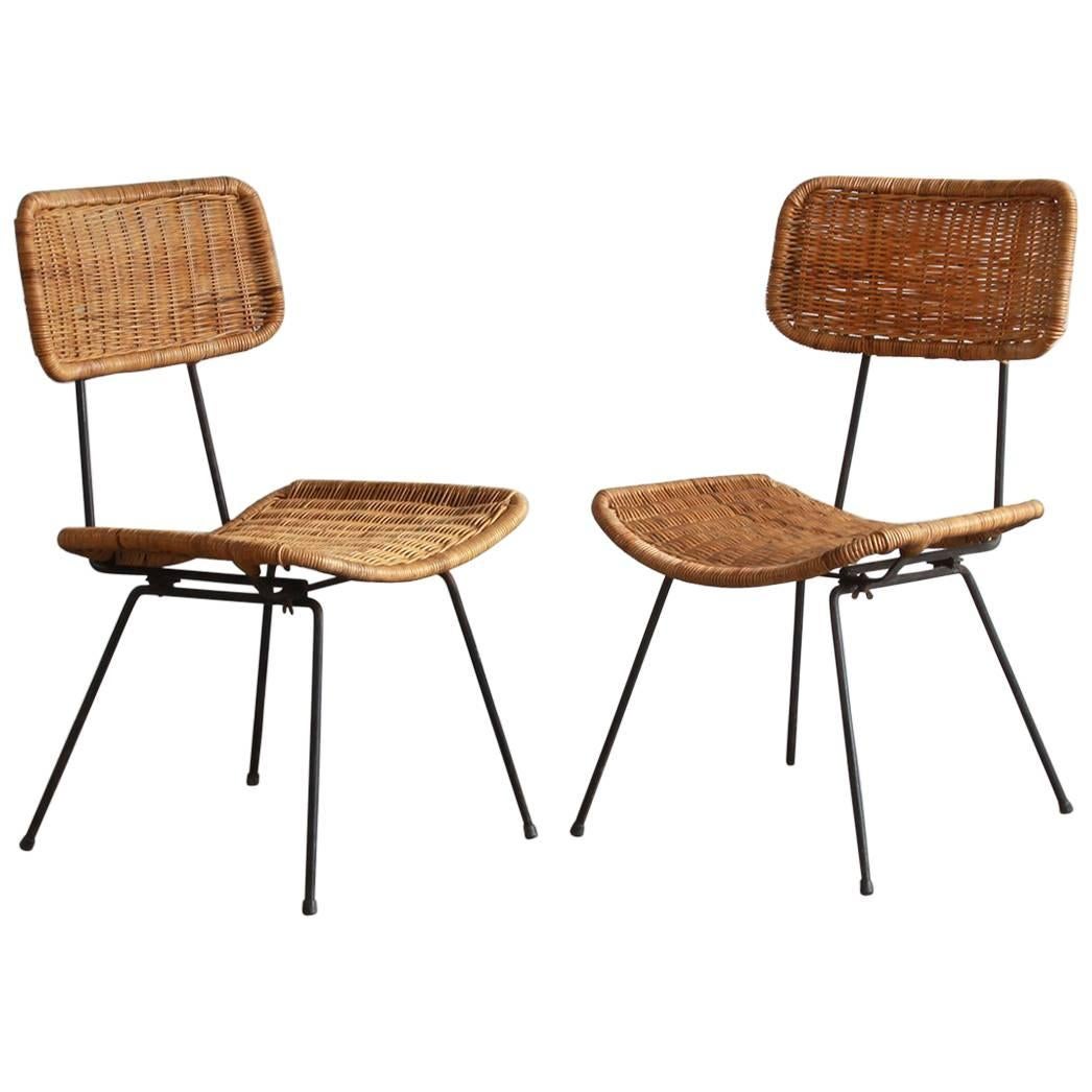 Rattan and Iron Side Chair