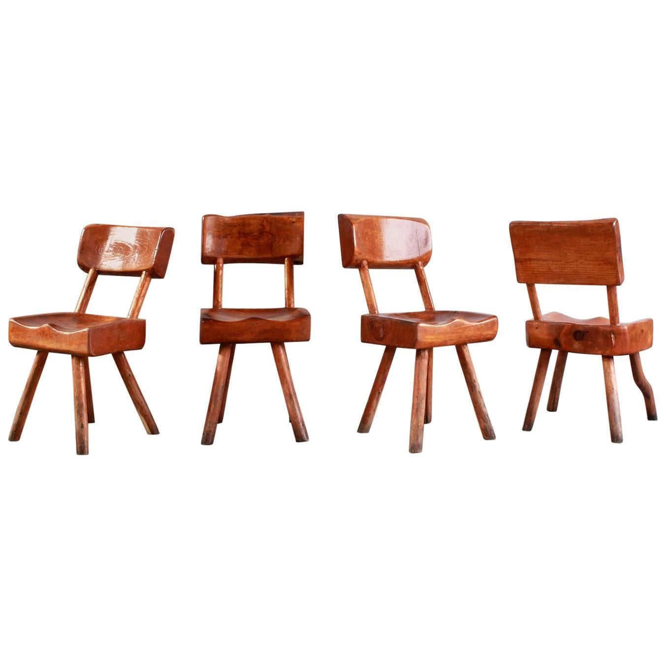 Set of Four Rustic Log Chairs