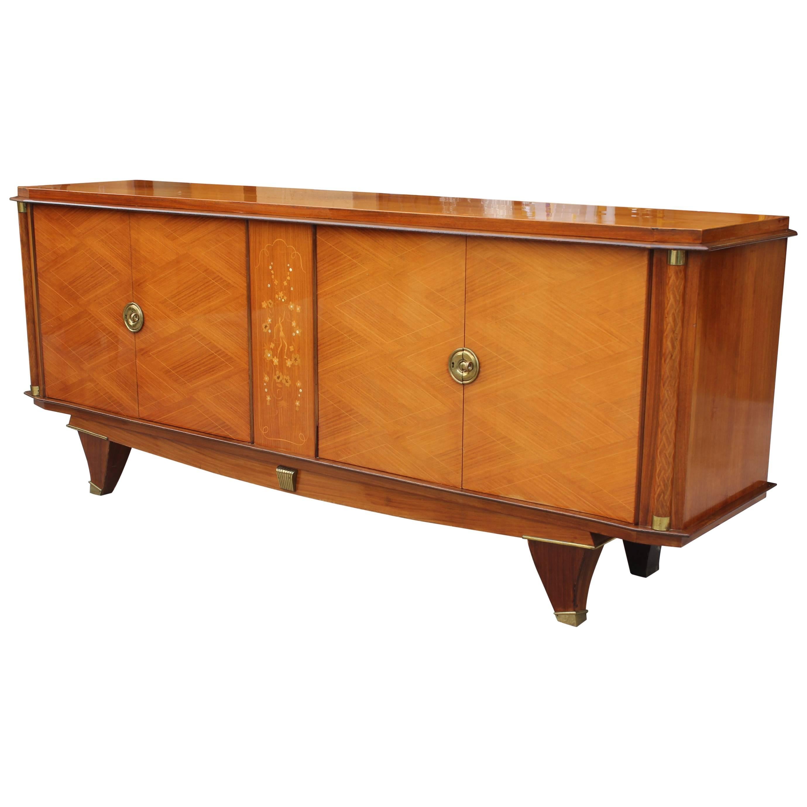 Fine French Art Deco Palisander Sideboard or Buffet, M-O-P, Jules Leleu Style