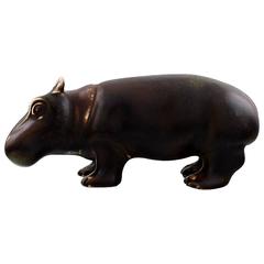 Rare Rörstrand Stoneware Figure of Gunnar Nylund, Standing Baby Hippo
