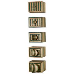 Hand-Painted Mahogany "Regressive Progression" Wall Hung Drawers by Tom Loeser 2