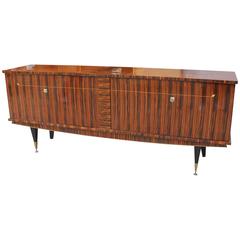 Art Deco Exotic Macassar Ebony Sideboard or Buffet "Diamond" Center, circa 1940