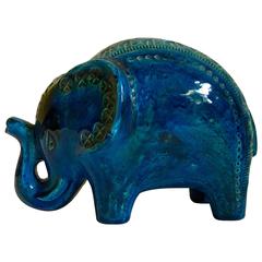 Rimini Blue Bitossi Pottery Elephant, Italian, circa 1965