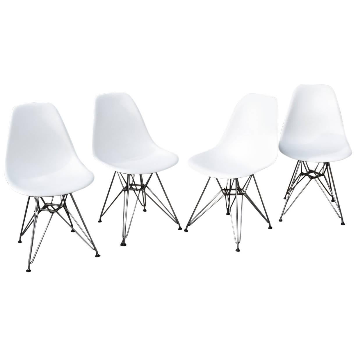 Eames Shell Chairs with Chrome Eiffel Tower Bases Midcentury