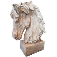 Faux Bois Horse in Chalk Plaster