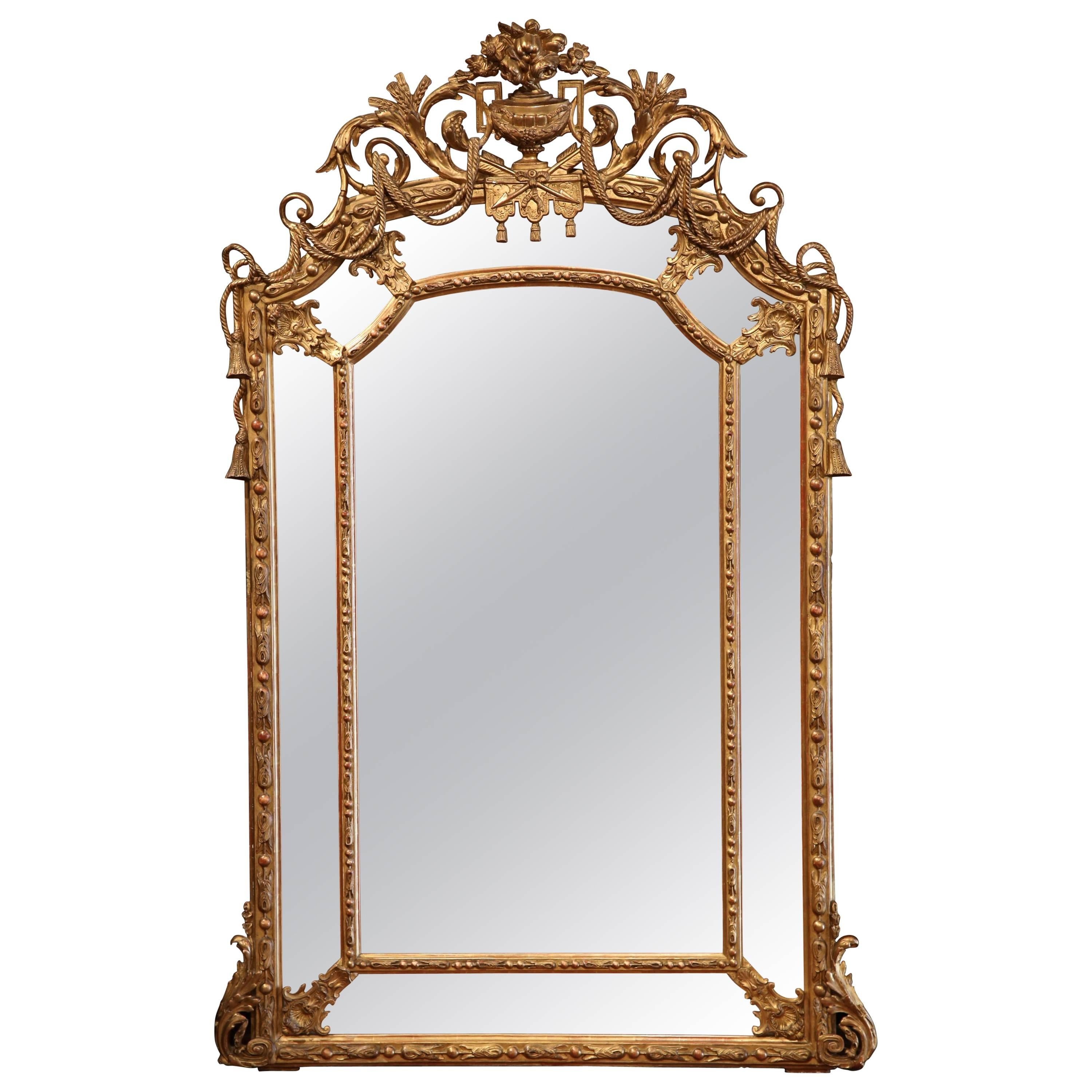 Mid-19th Century French Louis XV Carved Giltwood Parclose Mantel Mirror