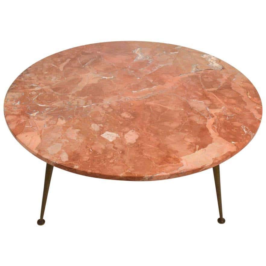 Round Italian Marble-Top Coffee Cocktail Table at 1stDibs