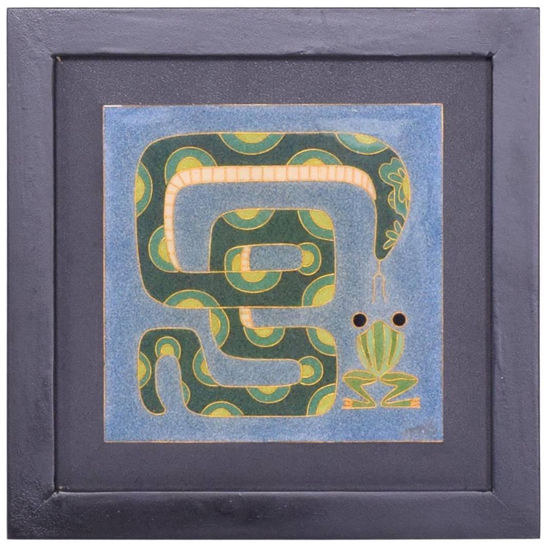 Modern Art Work Frog and Snake Enamel Style