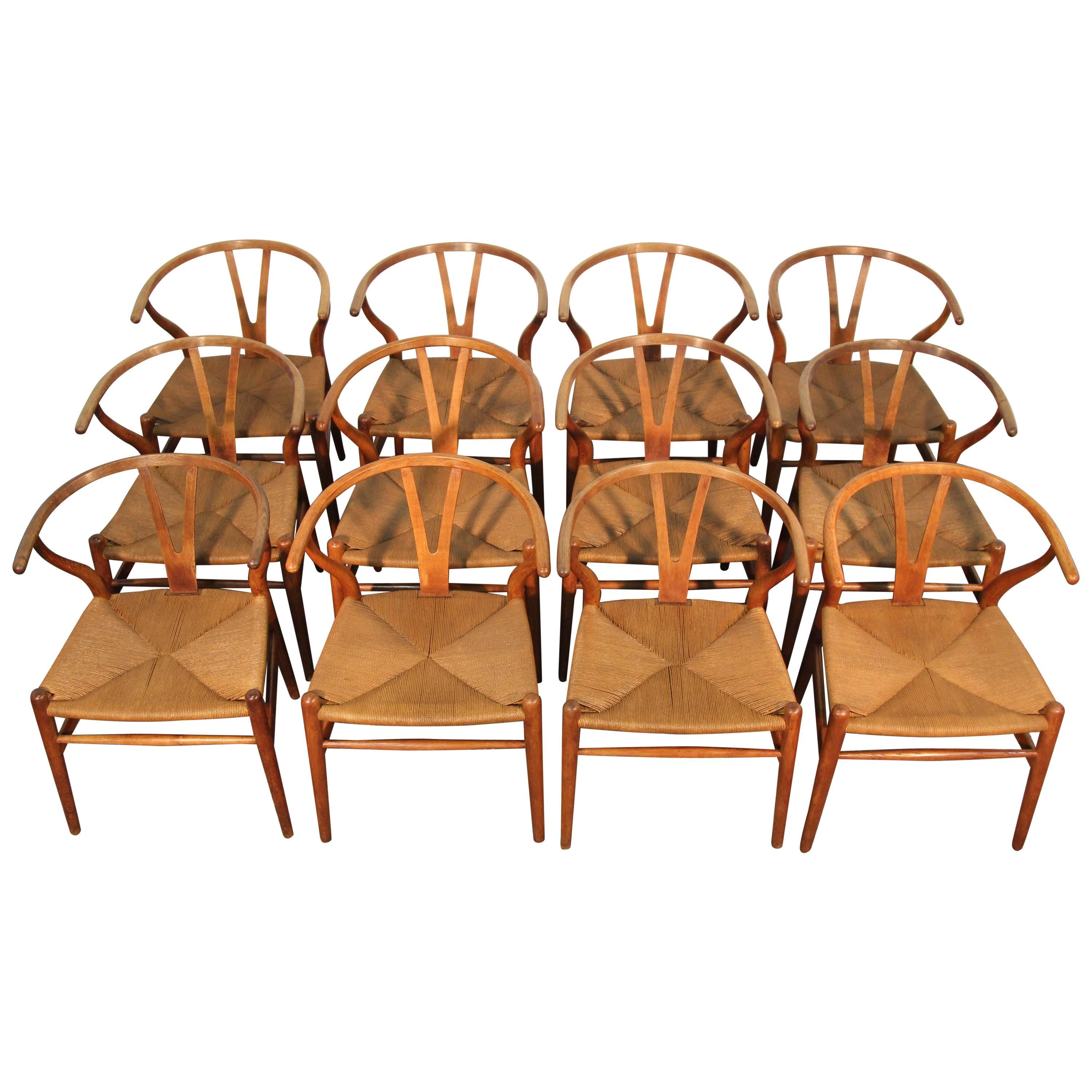 Amazing Set of 12 Hans Wegner Wishbone Chairs