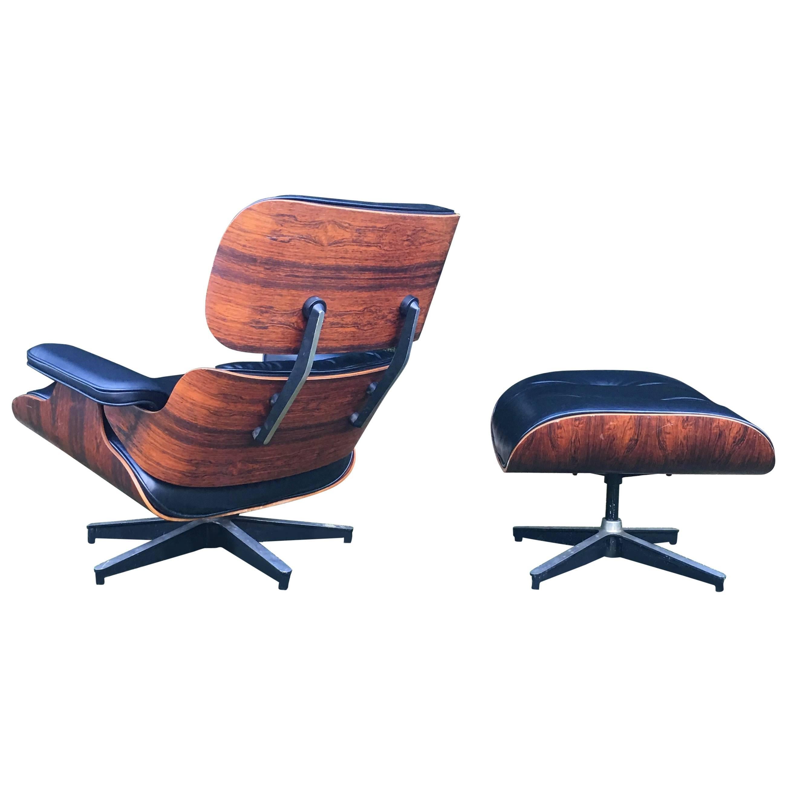 Incredible Eames Lounge Chair and Ottoman with Immaculate Leather