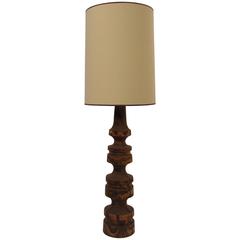 1960s French Brutalist Pine Floor Lamp