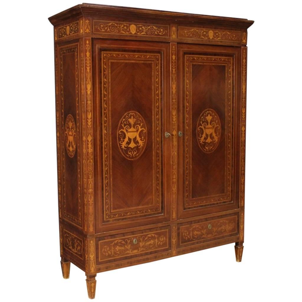 20th Century Italian Inlaid Wardrobe in Louis XVI Style