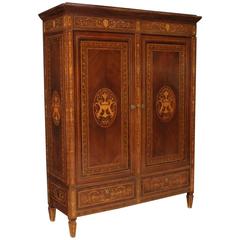 Retro 20th Century Italian Inlaid Wardrobe in Louis XVI Style