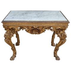 Large Scale 18th Century Free Standing Gilt Wood Hall Table or Console Table