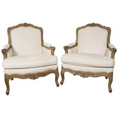 Antique Pair of 19th Century Regence Style Bergere Armchairs
