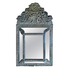 Beautiful Late 19th Century Dark Silver Brass Mirror