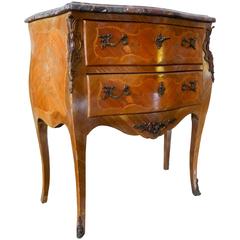 19th Century Marble-Top Two-Drawer Bombe Commode