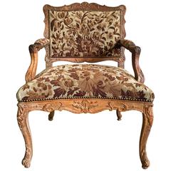 Unique French, Louis XV Style Walnut Armchair, 19th Century