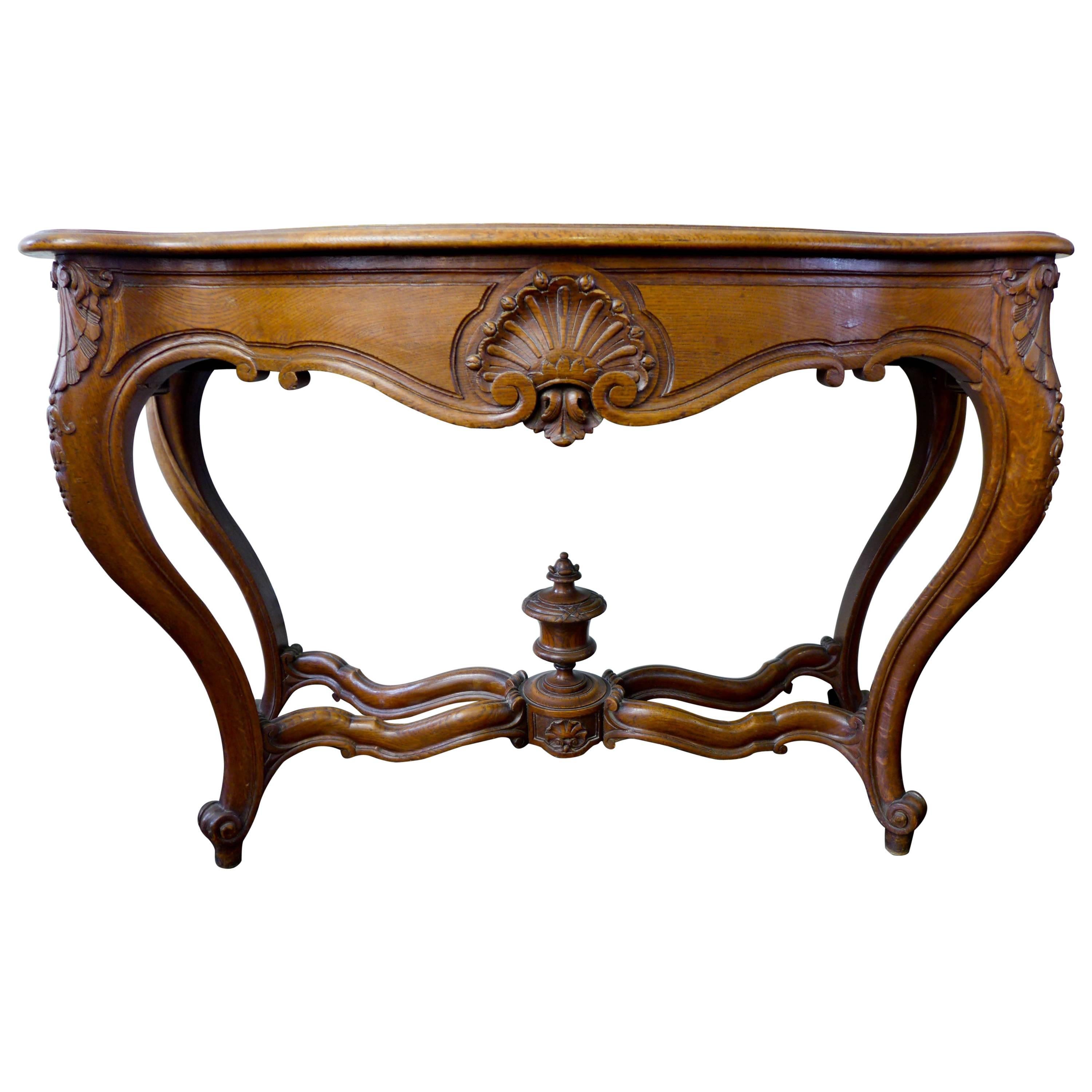 19th Century French Hand Carved Walnut Regence Style Console For Sale