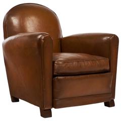 Mid-Century Modern Vintage French Leather Club Chair