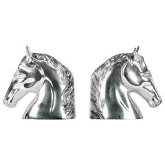 Vintage Silver Plated Horse Head Book Ends