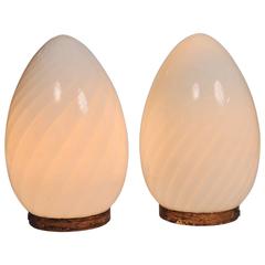Pair of Italian 1950s 'Egg' Lamps