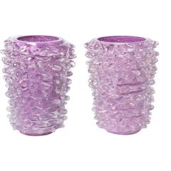 Pair of Murano Glass Rostratti Vases by Silvano Signoretto